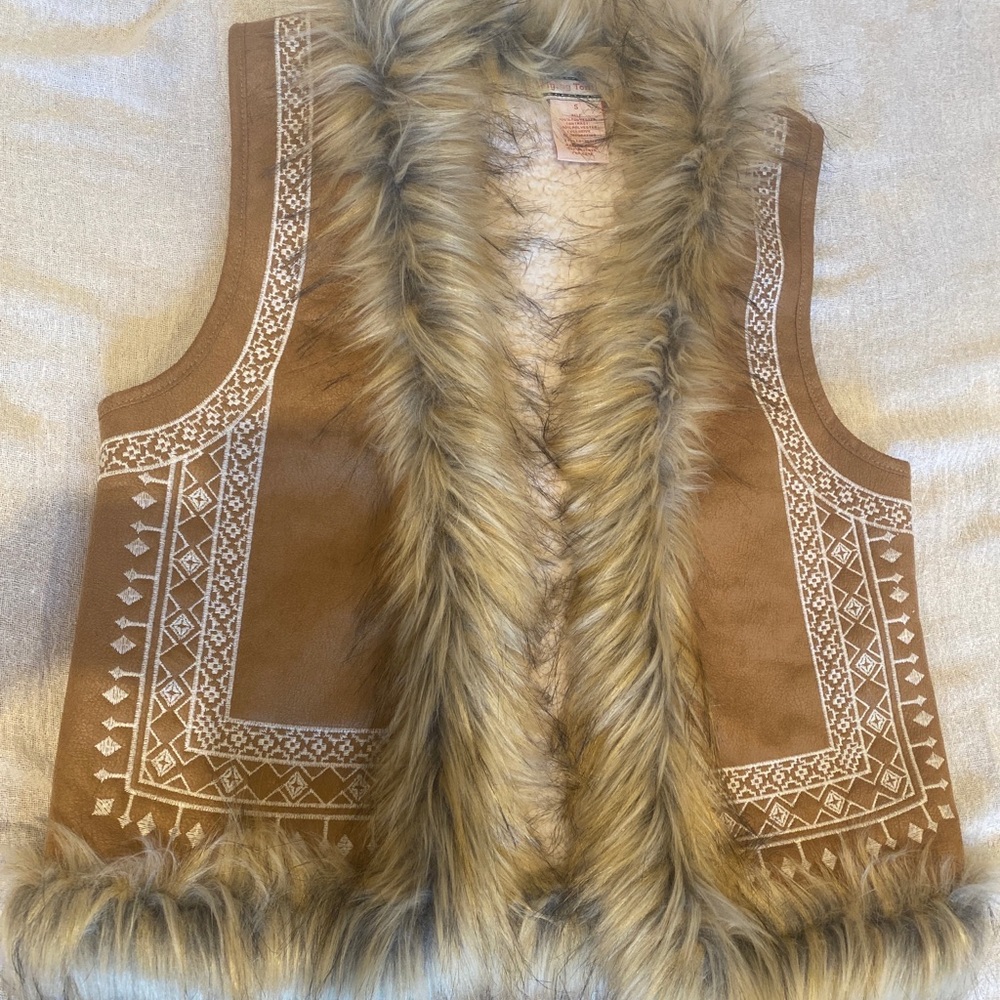 Flying tomato faux suede and fur vest